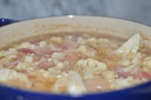 cauliflower soup- simmering