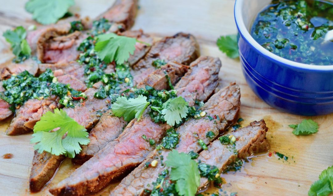 Marinated Flank Steak with Chimichurri - Girl With The Iron Cast