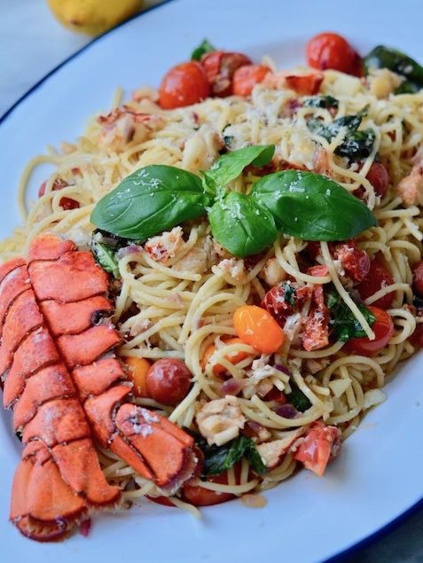 Summer Lobster Pasta with Heirloom Tomatoes and Basil